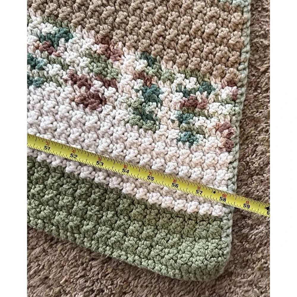 Crochet Afghan‎ Blanket Throw Lap Homemade Colorful Stripe 33x58.5 & Dish Towels
